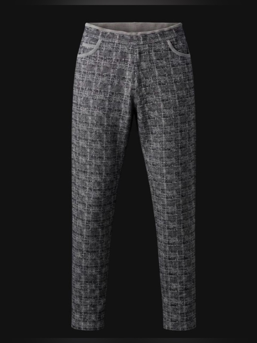 Women's High-Waist Plaid Stretch Lounge Pants Gray/Black Size M